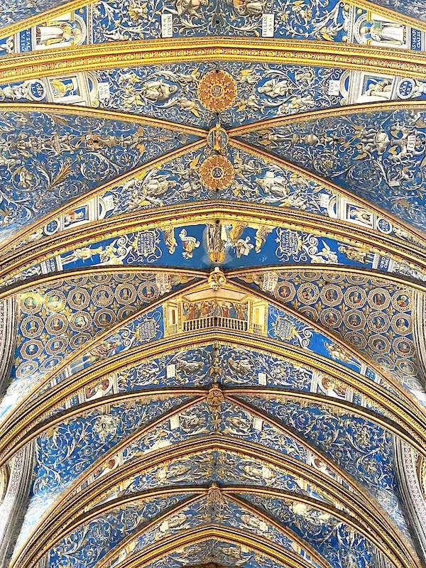 Blue ceiling of the Cathedral of Saint Cecilia in Albi, listed as a UNESCO World Heritage Site
