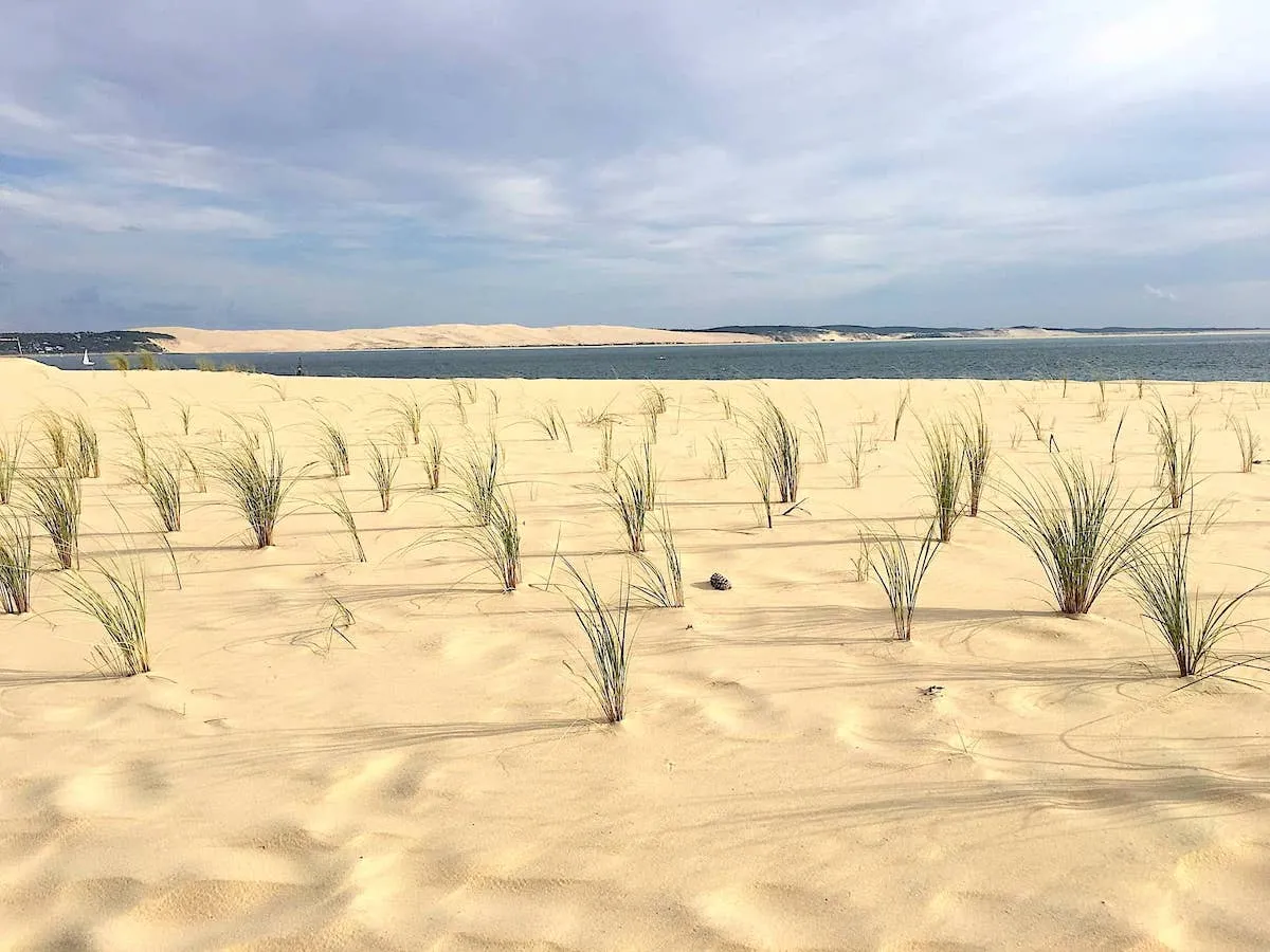 View of the entrance to Arcachon Bay and the Dune du Pilat from Cap Ferret Beach