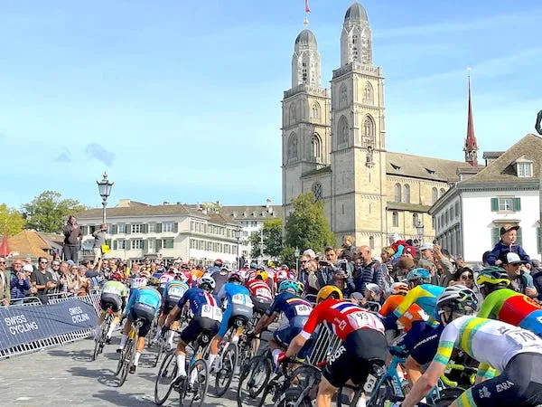 the peloton at the World Cycling Championships in Zurich, Switzerland