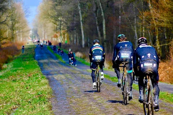 Peter Sagan and Daniel Oss scouting the Trouée d'Arenberg during Paris-Roubaix
