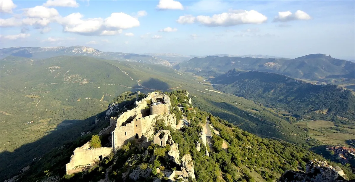 The hilltop castle of Peyrepertuse in Cathar country