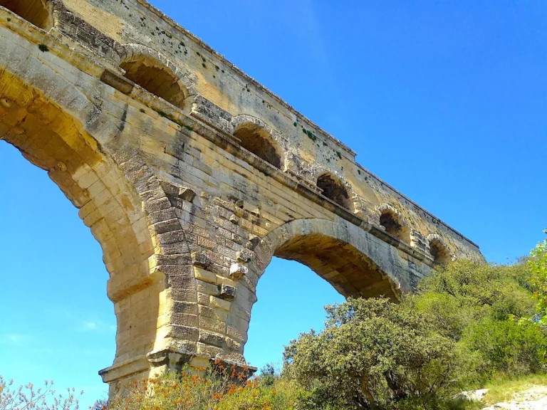 The Pont du Gard, a famous Roman monument listed as a UNESCO World Heritage Site.